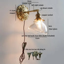 Axyaa Glass Brass LED Wall Light with Clear Flower Shade - White Luxury Room Decor