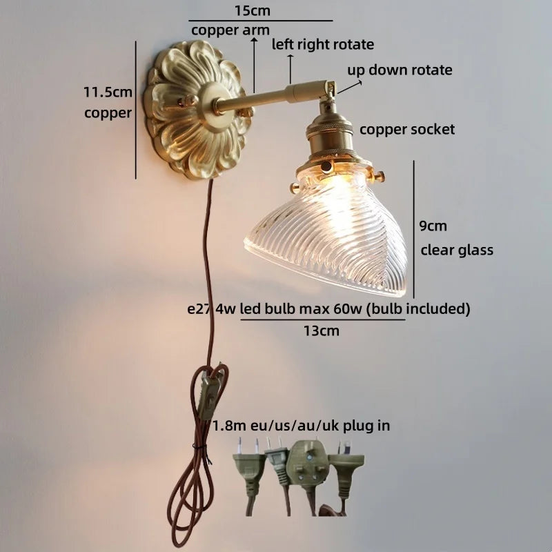 Axyaa Nordic LED Wall Lamps Interior Living Room Decor Antique Brass Resin Flower Design
