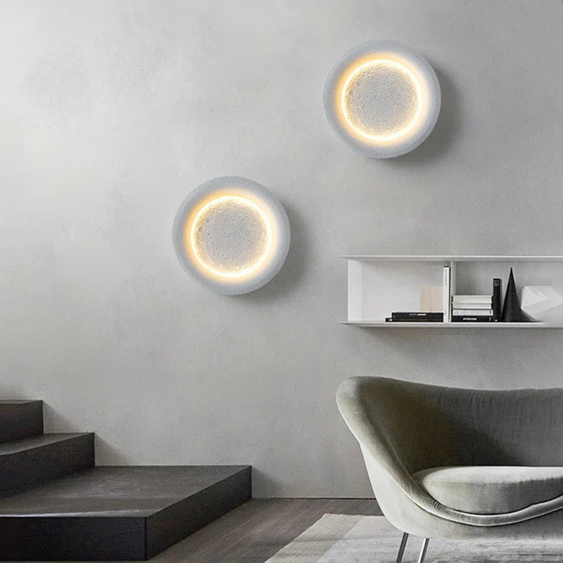 Axyaa White Moon Starry Wall Lamp Decorative Nightstand for Bedroom