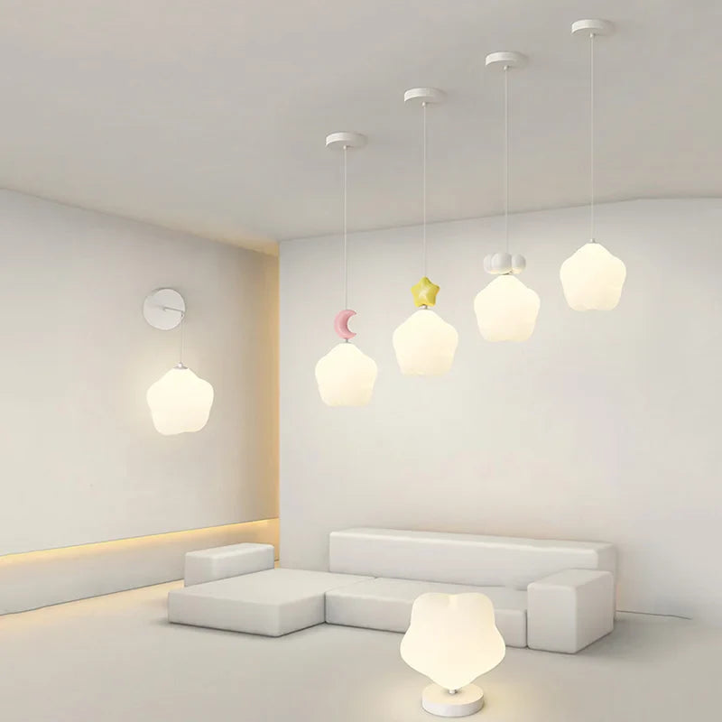 Axyaa Kids Moon Star Cloud Pendant Lamps - Creative Mini Wall Light for Bedside & Aisle