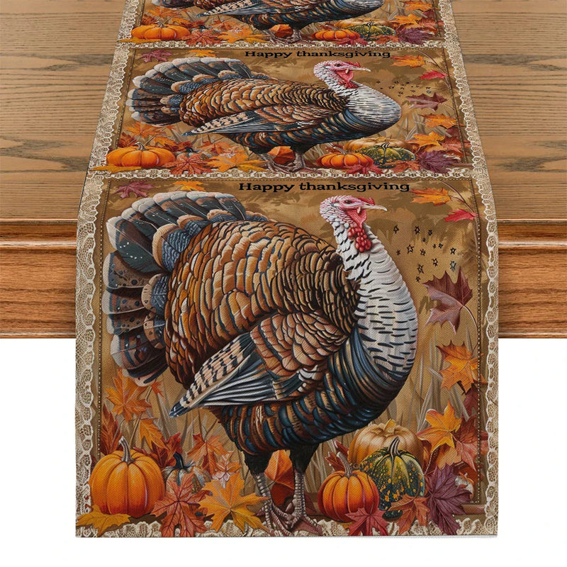 Fall Turkey Pumpkin Table Runner by Axyaa: Thanksgiving Dining Coffee Wedding Decor