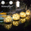Axyaa Solar Cracked Glass Ball Lights - Warm White + RGB Color Changing