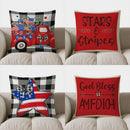 Axyaa Red Truck USA Flags Throw Pillow Cover