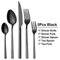 Axyaa Black Stainless Steel Cutlery Set - Knife Fork Spoon Dinnerware Kitchen Utensils