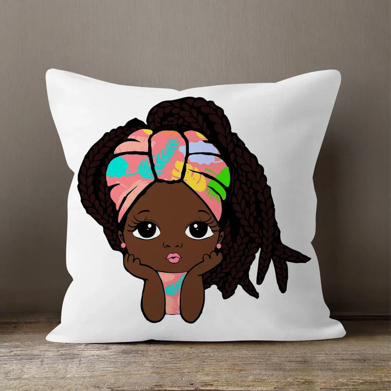 Axyaa Cartoon Girl Pillow Case: Soft Short Plush Cushion Cover for Sofa & Home Decor