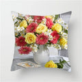 Axyaa Floral Cushion Cover - Sunflower Rose Dandelion Decorative Pillowcase