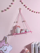 Pink/Green Wooden Shelf Wall Decor by Axyaa: Nordic Style Floating Display Stand