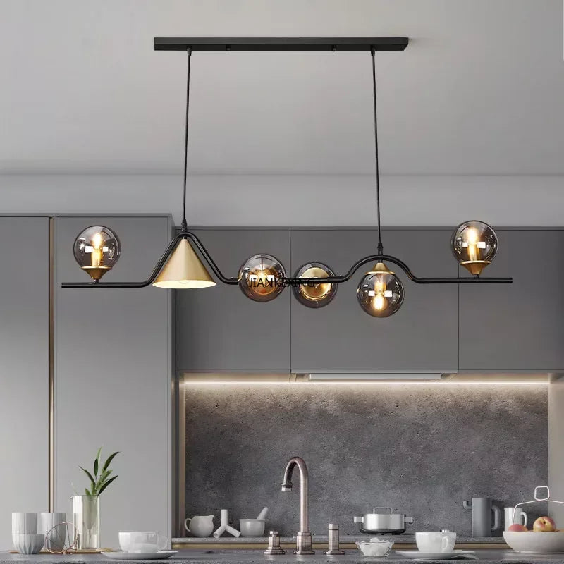 Modern Glass Ball LED Pendant Light for Kitchen Dining Room by Axyaa