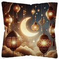 Axyaa Ramadan Pillow Cover: Fasting Lamp & Crescent Moon Design