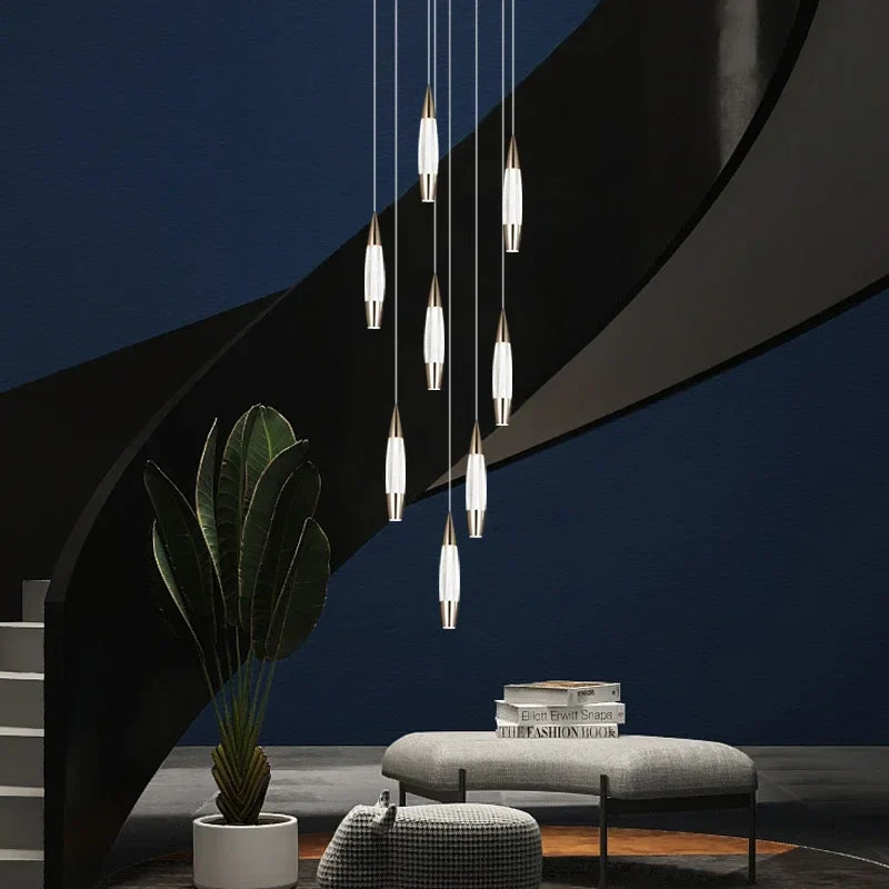 Axyaa Modern LED Staircase Chandelier for Living Room, Dining Room, Kitchen