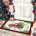 Axyaa Christmas Home Decoration Door Mat with Santa Snowman Tree Print