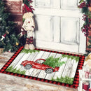 Axyaa Christmas Home Decoration Door Mat with Santa Snowman Tree Print