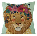 Axyaa Kawaii Flower Linen Pillow Case 45x45 cm Cute Animal Cushion Cover