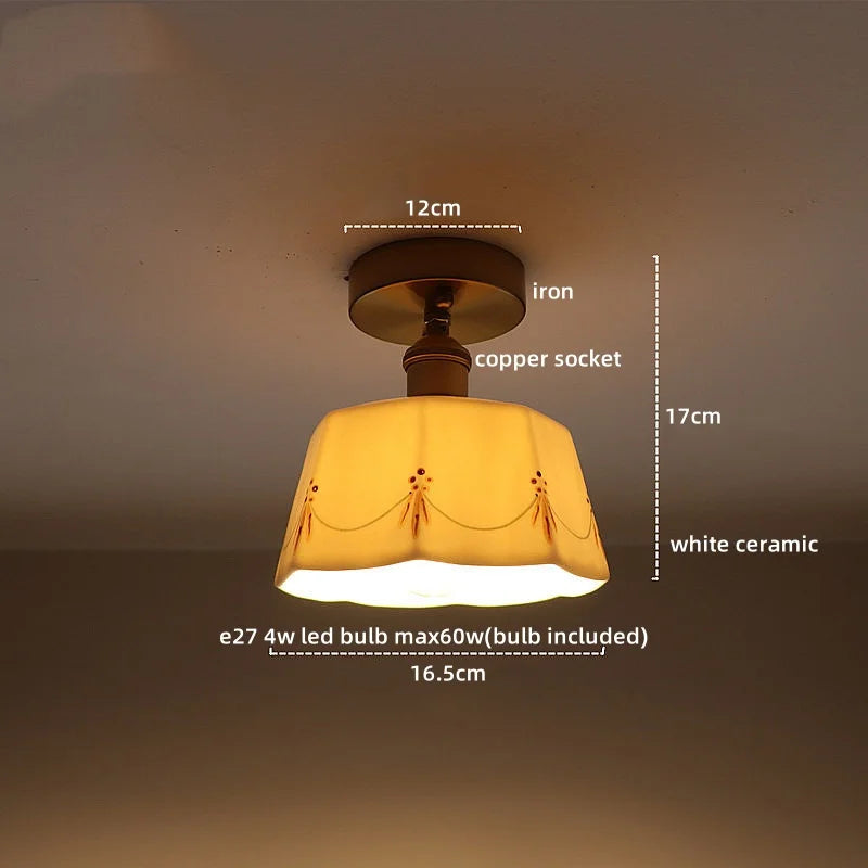 Axyaa Ceramic Copper LED Ceiling Lights for Home Balcony Kitchen Corridor Lighting