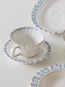 Axya Ceramic Lace Plate Set & Blue Breakfast Mug Collection for Elegant Home Tableware
