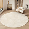 Axyaa Cream Luxe Round Carpet for Living Room & Bedroom, Waterproof & Non-Slip