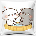 Peach Cat Pattern Decorative Pillowcase by Axyaa - Home Office Square Cover
