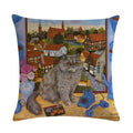 Axyaa Retro Cat Linen Pillowcase 45*45cm - Home & Sofa Decoration