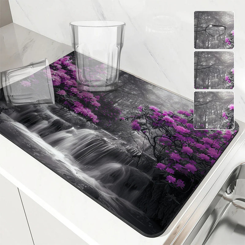 Axyaa Kitchen Drain Pad: Non-slip Heat Resistant Drying Mat for Counters