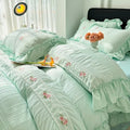 Korean Princess Style Lace Ruffles Wedding Bedding Set by Axyaa