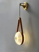 Axyaa Nordic Glass Wall Lamp, Copper Leather Bedroom Pendant