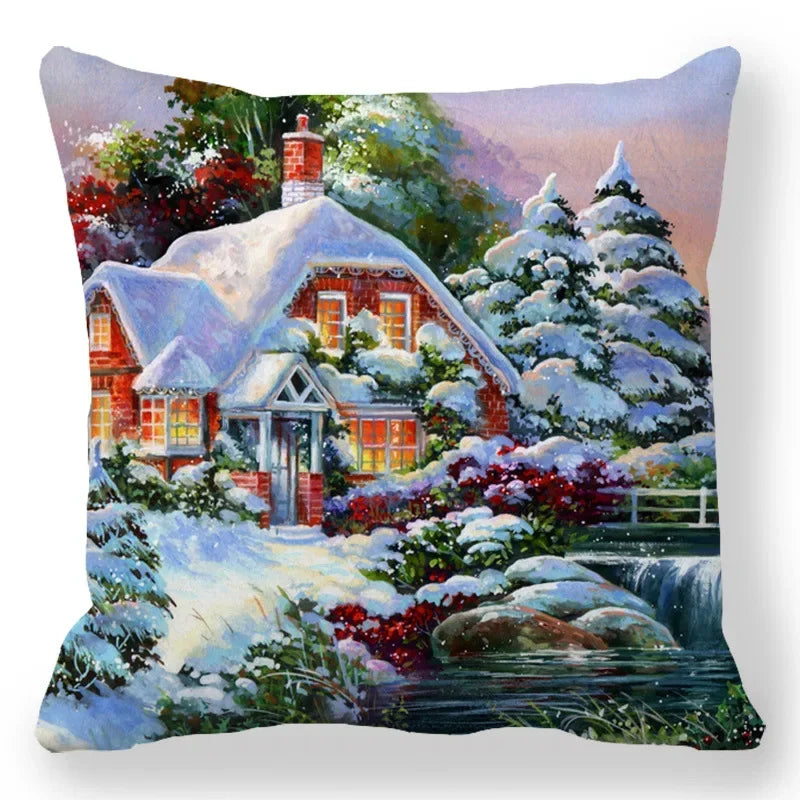 Axyaa Santa Print Pillowcase for Christmas and New Year Decor