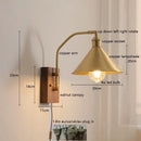 Axyaa Nordic Copper LED Wall Sconce with Adjustable Switch, Walnut Bedside Lamp