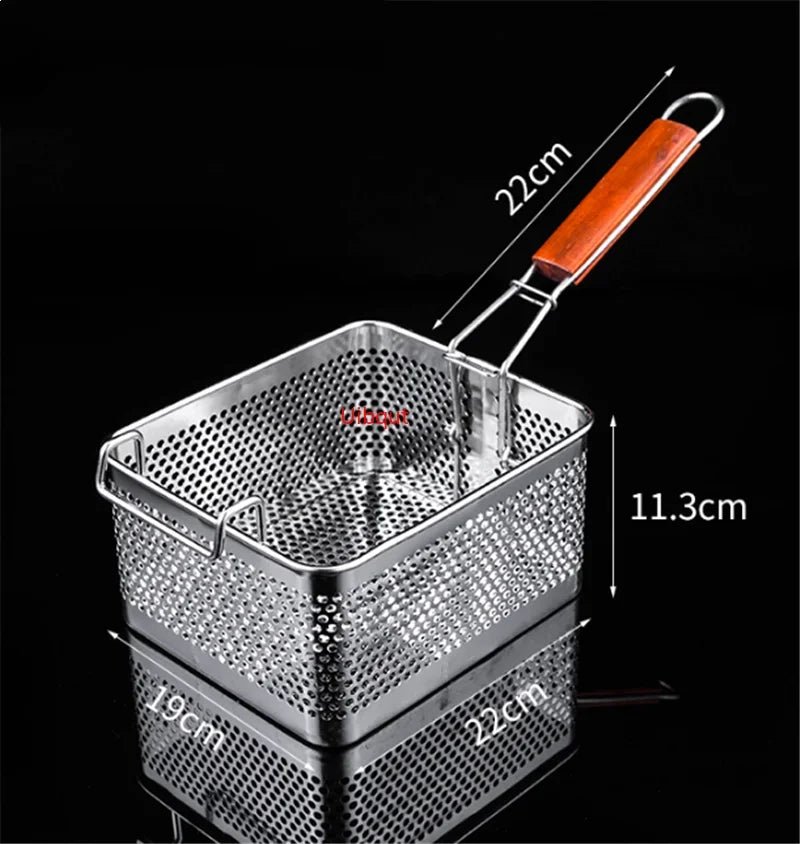 Axya Stainless Steel Fryer Basket French Fries Strainer Colander Mesh Square
