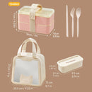 Axyaa Large Capacity Double-Layer Lunch Box with Tableware - Heatable Bento Box