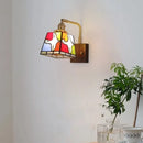Axyaa Rotatable Dove Tiffany LED Wall Light Fixture Glass in Copper & Walnut