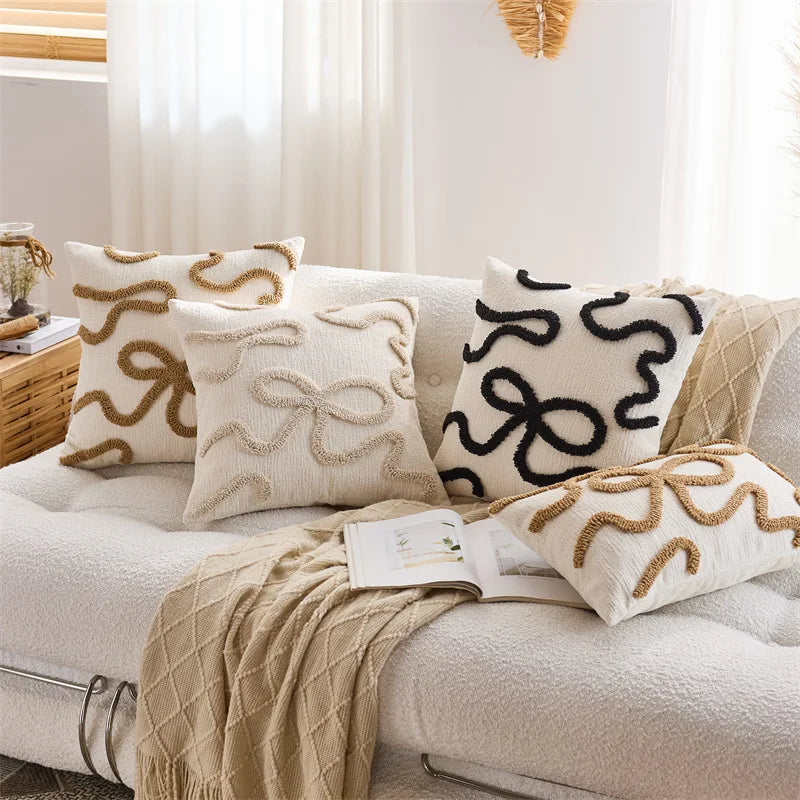 Axyaa Chenille Tufted Throw Pillow Cover for Sofa Living Room - Nordic Style