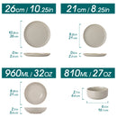 Axyaa Light-Grey Stoneware Plates Set - Dinnerware Set with Plates, Dessert, Bowls