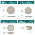 Axyaa Light-Grey Stoneware Plates Set Dinnerware 18 Piece Collection