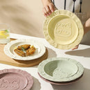Axyaa French Dodo Cat Embossed Ceramic Dessert Plate Tray for Cake and Fruit