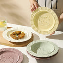 Axyaa Dodo Cat Ceramic Dessert Plate Tray - French Round Embossed Fruit Cake