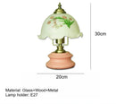 Axyaa Glass Flower Table Lamp: Romantic Wood Desk Lighting for Bedroom, Children's Room