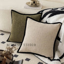 Axyaa French Medieval Pillowcase with Black Border, Retro Green Cushion Cover