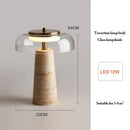 Axyaa Mushroom Travertine LED Table Lamp - Modern Cave Stone Desk Lighting
