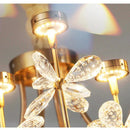 Axyaa Copper Petal Crystal Chandelier LED Dining Room Minimalist Luxury Artistic Lamp