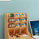 Axyaa Wooden Desk Organizer: Large Capacity Pen Holder for School, Office & Home