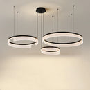 Axyaa Modern LED Circle Ring Chandelier, Black Metal Acrylic Shade, Home Decor Lighting
