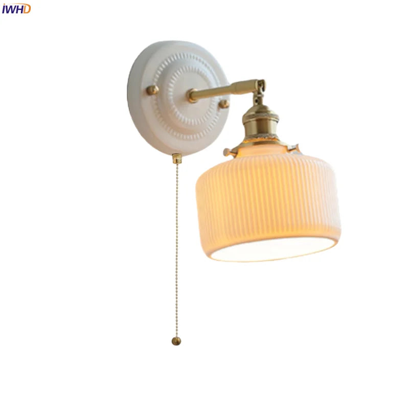 Axyaa Ceramic LED Wall Lamp for Bedroom & Bathroom with Pull Switch