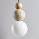 Axyaa Yellow Travertine Bedside Chandelier: Mahogany Nordic Japanese Style Pendant Light