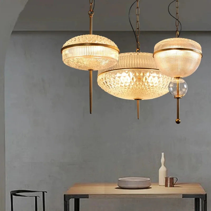 Mid Century Pendant Light with Retro Glass Lampshade for Kitchen & Living Room Decor by Axyaa