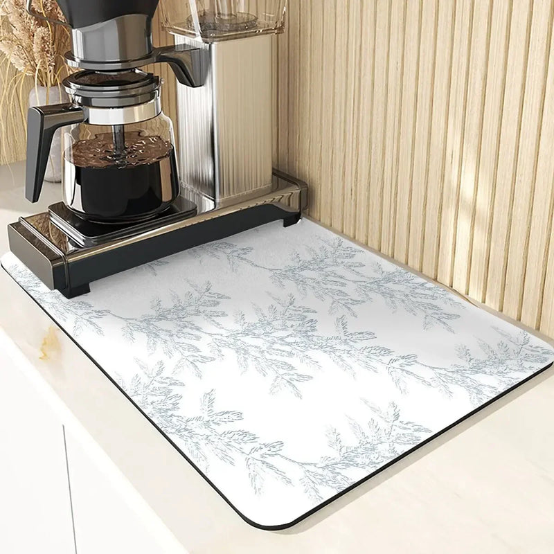Axyaa Leaves Pattern Silicone Dish Mat for Absorbent Drying & Home Decor