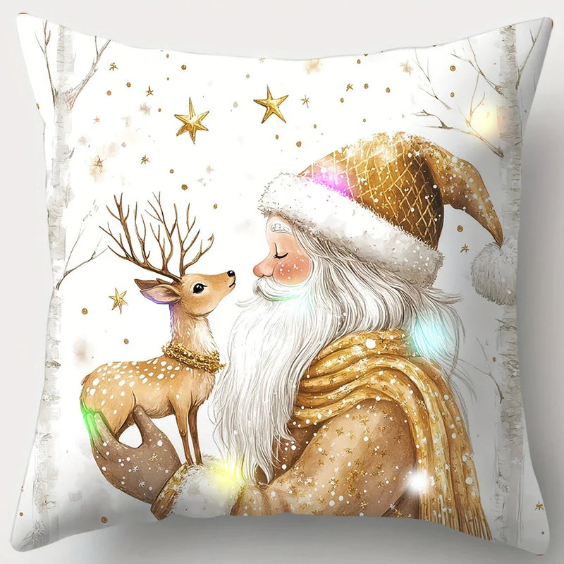 Axyaa Christmas LED Luminous Pillowcase with Snowman Santa Reindeer Pattern