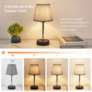 Axyaa Touch Control Table Lamps Set of 2 with USB-C/A Port, AC Outlet, Rechargeable LEDs