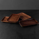 Axyaa Black Walnut Wooden Rectangular Dish for Breakfast Snack Hotel Cafe Tableware