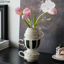 Axyaa Tea Cup Porcelain Vase for Table Decoration and Flower Arrangement