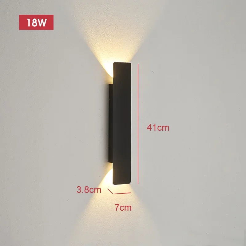 Axyaa 18W LED Black Wall Lamp Outdoor Waterproof Aluminum Wall Lights